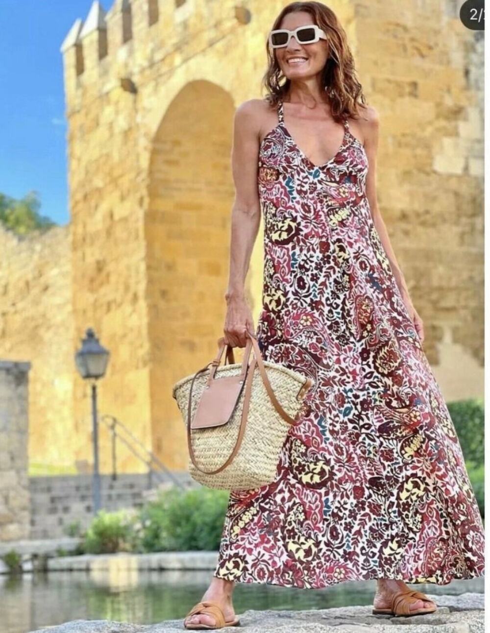 ZARA BLOGGER FAVORITE PRINT DRESS BORDEAUX / ECRU